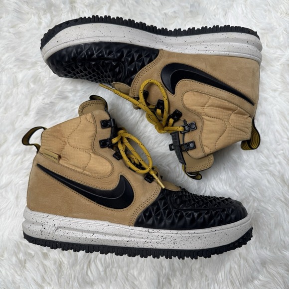 Nike Lunar Force 1 Duckboot Quilted High Top Sneakers Tan Gold‎ 5.5y 7 Women's 7 - Picture 1 of 10